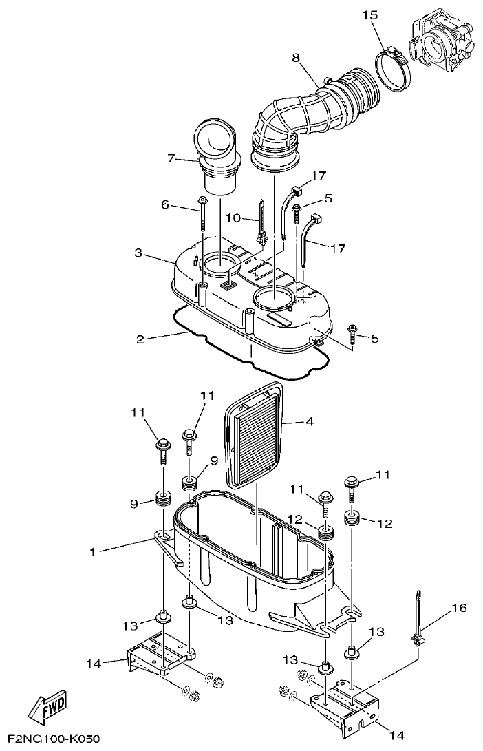 Yamaha F2NN INTAKE parts diagram